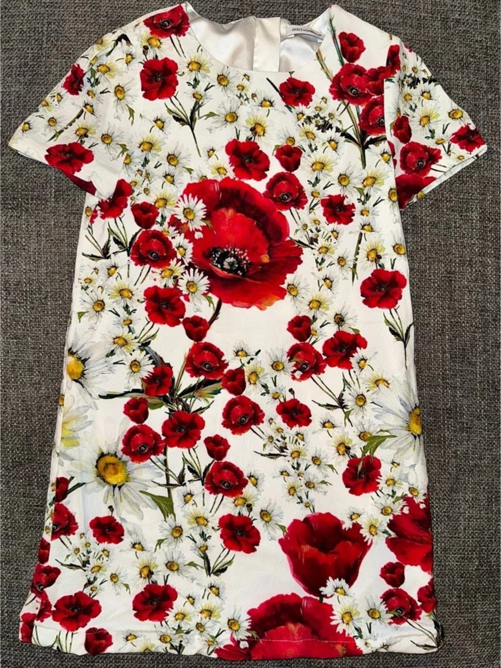 Kids Dolce & Gabbana Poppy & Daisy Print Short Sleeve Dress Mini Dress
